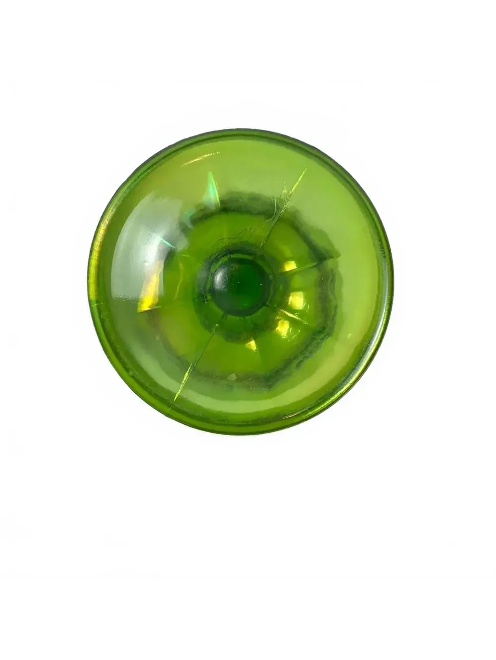 Vintage Indiana Green Iridescent Carnival Glass Goblet